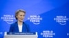 European Commission President Ursula von der Leyen addresses a session at the World Economic Forum (WEF) annual meeting in Davos on Jan. 21, 2025. 