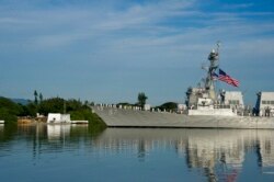 FILE - The USS Halsey is seen at Kilo Pier in Honolulu, Dec. 7, 2016.