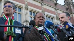 FILE — South Africa's Foreign Minister Naledi Pandor addresses reporters after session of the International Court of Justice, or World Court, in The Hague, Netherlands, Jan. 26, 2024.