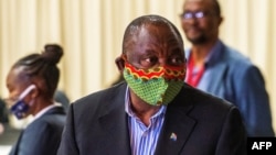 Le président sud-africain Cyril Ramaphosa à Johannesburg le 24 avril 2020.