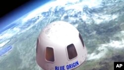 FILE - This undated file illustration provided by Blue Origin shows the capsule that the company will use to take tourists into space. 