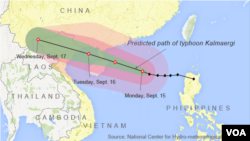 Predicted path of typhoon Kalmaergi
