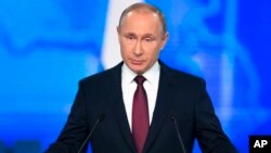 Ruski predsjednik Vladimir Putin govori u Moskvi