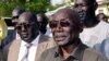 FILE - South Sudan's ousted army chief Paul Malong addresses the media after returning to the South Sudan's capital of Juba, May 13, 2017. 