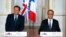 French President Francois Hollande (R) and Britain's Prime Minister David Cameron attend a joint news conference at the Elysee Palace in Paris, France, Nov. 23, 2015. 