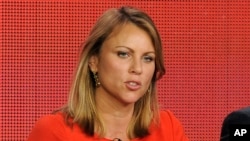 FILE - Lara Logan, reporter for "60 Minutes," attends a panel discussion in Pasadena, California, Jan. 12, 2013. Logan was sexually assaulted while covering Arab Spring protests in Egypt.