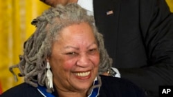 FILE - U.S. Nobel literature laureate Toni Morrison, seen in this May 29, 2012 file photo, received Distinguished Service Awards at the Authors Guild's 25th annual gala in New York City on Wednesday, May 24, 2017. 