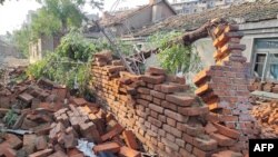 A wall was damaged by a tornado in Kaiyuan, in China's northeastern Liaoning province, July 3, 2019. 