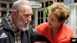La presidenta de Brasil, Dilma Rousseff, fue uno de los jefes de gobierno que se reunió en La Habana con Fidel Castro.