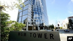 MGM Tower is in the Century City section Los Angeles, California. According to reports Metro- Goldwyn-Mayer's creditors voted to send the studio into bankruptcy court, 29 Oct 2010.