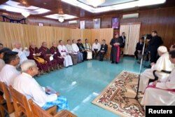 Pope Francis meets the Religious Leaders of Myanmar in the Archbishop's House in Yangon, Nov. 28, 2017.