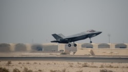 FILE - An F-35A Lightning II takes off from Al-Dhafra Air Base, Abu Dhabi, United Arab Emirates, in this picture released by U.S. Air Force on Aug. 5, 2019.