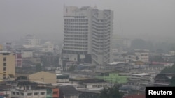 A view of Yala city is pictured as a haze shrouds Muang district in the troubled southern province of Yala, Thailand, October 22, 2015. 