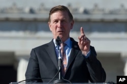 Rep. Don Beyer, D-Va., addresses the Women's March rally at the Lincoln Memorial in Washington, Jan. 20, 2018.