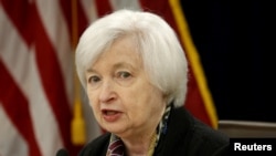 FILE - U.S. Federal Reserve Chair Janet Yellen speaks in Washington, March 16, 2016. She's set to hold a news conference Wednesday afternoon at the close of a two-day Federal Open Market Committee meeting.