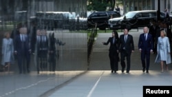 U.S. President Biden and South Korean President Yoon Suk Yeol visit the Korean War Memorial in Washington