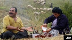 زوج روستایی در رودبار گیلان، پس از انجام کار سخت کشاورزی، با نوشیدن چای تازه خستگی در می کنند