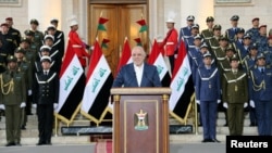 Perdana Menteri Irak Haider al-Abadi menyampaikan pidato di Baghdad, Irak, 9 Desember 2017. 