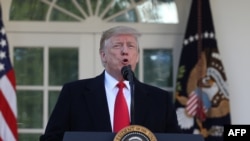 Le président Donald Trump lors d'un point de presse au jardin Rose de la Maison Blanche, Washington, 25 janvier 2019.