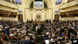Suasana sidang Parlemen Mesir di Kairo, Mesir, 13 Februari 2019.