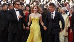 From left, actors Brad Pitt, Jessica Chastain and Sean Penn arrive for the screening of 'The Tree of Life' at Cannes international film festival last May