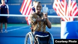 Lucas Sithole won the wheelchair quad singles final in September at the U.S.Open and hopes to play in the 2016 Paralympics in Brazil. (Courtesy U.S. Tennis Association) 