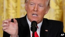 President Donald Trump speaks during a news conference, Feb. 16, 2017, in the East Room of the White House in Washington. 