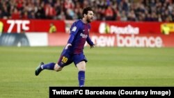 Lionel Messi a remonté in extremis deux buts de retard samedi à Séville (2-2), 31 mars 2018. (Twitter/Fc Barcelone)