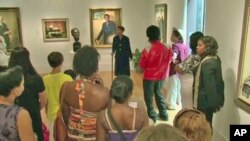 Taylor Marsh performs for visitors at the National Portrait Gallery in Washington, D.C.