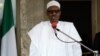 FILE - This file photo taken on May 14, 2016 shows Nigerian President Muhammadu Buhari speaking during a press conference at the Presidential Palace in Abuja.