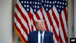 President Donald Trump speaks during a presidential recognition ceremony in the Rose Garden of the White House, Friday, May 15, 2020, in Washington.