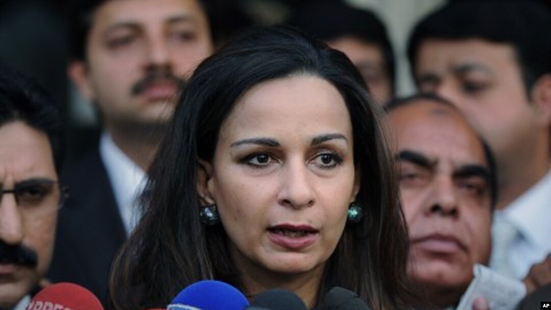 Pakistan's former Information Minister Sherry Rehman talks to reporters in Islamabad, Pakistan, November 23, 2011.