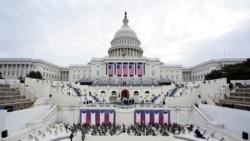 Preparations are made prior to a dress rehearsal for the 59th inaugural ceremony for President-elect Joe Biden and Vice President-elect Kamala Harris at the US Capitol on January 18, 2021 in Washington, DC. - The Inauguration is scheduled for January 20,