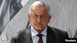 Mexico's president-elect Andres Manuel Lopez Obrador looks on during a news conference in Mexico City, Mexico, Aug. 24, 2018.
