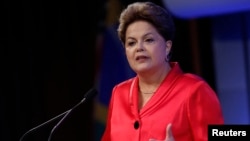 Dilma Rousseff, President of Brazil, delivers a speech at the Brazil Infrastructure Opportunity event in New York, Sept. 25, 2013. 