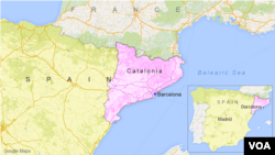 Bản đồ Catalonia, Tây Ban Nha.