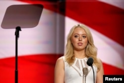 Donald Trump's daughter Tiffany Trump prepares to speak at the Republican Convention in Cleveland on July 19, 2016. (Reuters)