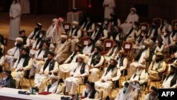Miembros de la delegación talibán que participaron en las conversaciones de paz con el gobierno afgano en Doha, capital de Qatar, el pasado 12 de septiembre de 2020.
