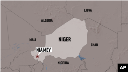 Ramani ya Niger ikionyesha mji mkuu wa Niamey pamoja na nchi inazopakana nazo. 