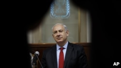 Thủ tướng Israel Benjamin Netanyahu tham dự cuộc họp nội các hàng tuần ở Jerusalem, 10/6/2012
