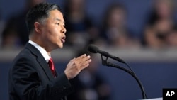 Rep. Ted Lieu, D-Calif., speaks during the final day of the Democratic National Convention in Philadelphia, July 28, 2016.