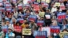 일본 오키나와 주민, 미군기지 이전 반대 시위