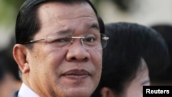 FILE - Cambodian Prime Minister Hun Sen at Koh Pich island in Phnom Penh