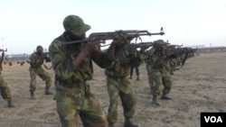 Members of Cameroon's Rapid Intervention Battalion train in Maroua, June 11, 2019. 