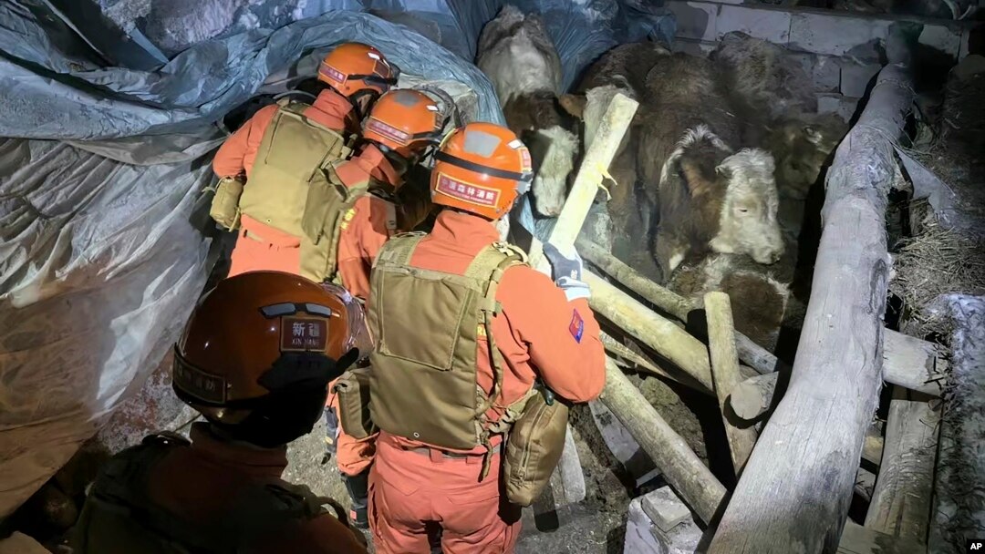 Земјотрес со јачина од 7,1 степени според Рихтеровата скала во провинцијата Ксинџијанг предизвика уривање на куќи.
