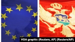 Zastave Evropske unije i Crne Gore (Foto: VOA Graphic via Reuters and AP)