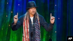 FILE - Kid Rock appears at the 31st Annual Rock and Roll Hall of Fame Induction Ceremony at the Barclays Center in New York, April 8, 2016. 