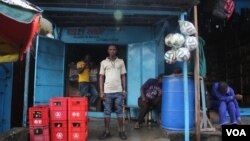 FILE - Business is suffering because of Ebola, say shopkeepers in Waterside market in Monrovia, Liberia. (Benno Muchler/VOA)