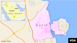Peta wilayah Qatif, Saudi Arabia.