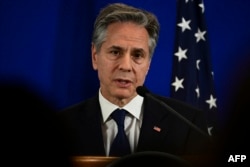 FILE —US Secretary of State Antony Blinken speaks during a press conference in Rio de Janeiro, Brazil on February 22, 2024.